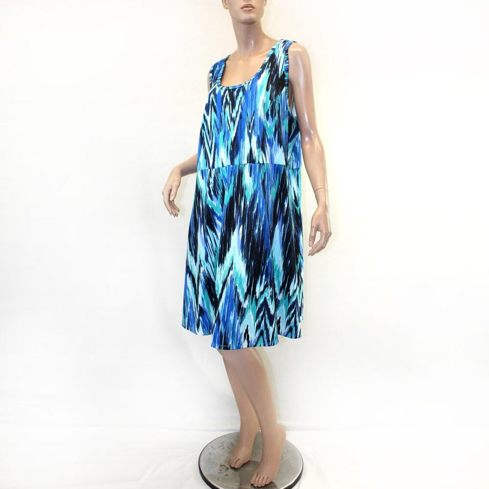 New Karen Kane Plus Abstract Print Stretchy Midi Summer Dress 3X